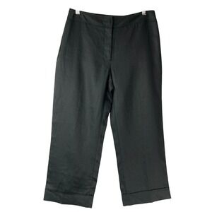 Villager Liz Claiborne Black Cropped Trousers 6 Zip Fly Mid Rise Cuffed Hem